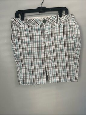 Aeropostale Plaid Women's Shorts - White, Teal & Black